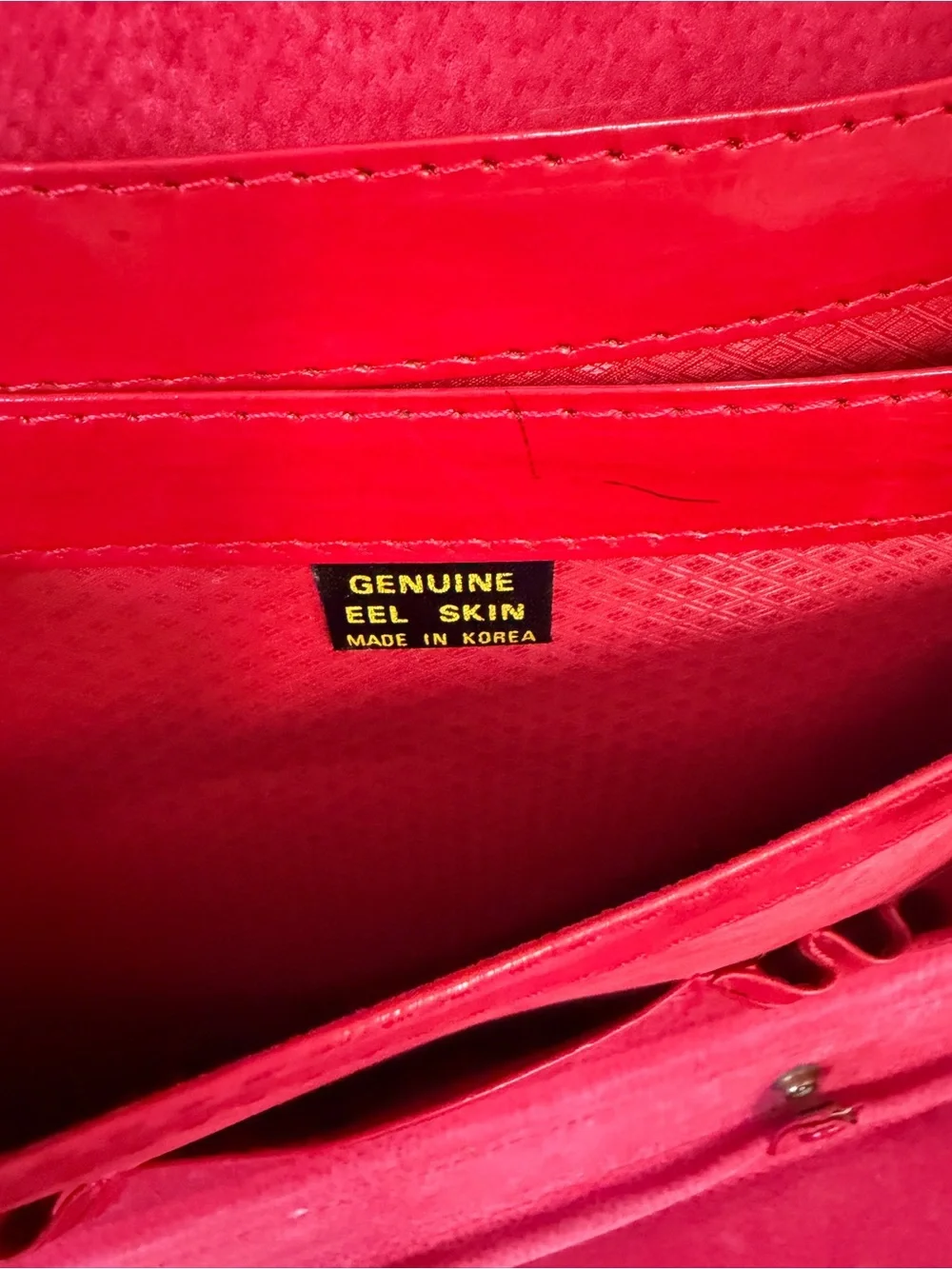vintage red eel skin leather attaché briefcase features